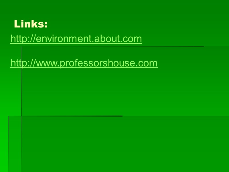 http://environment.about.com  http://www.professorshouse.com Links: